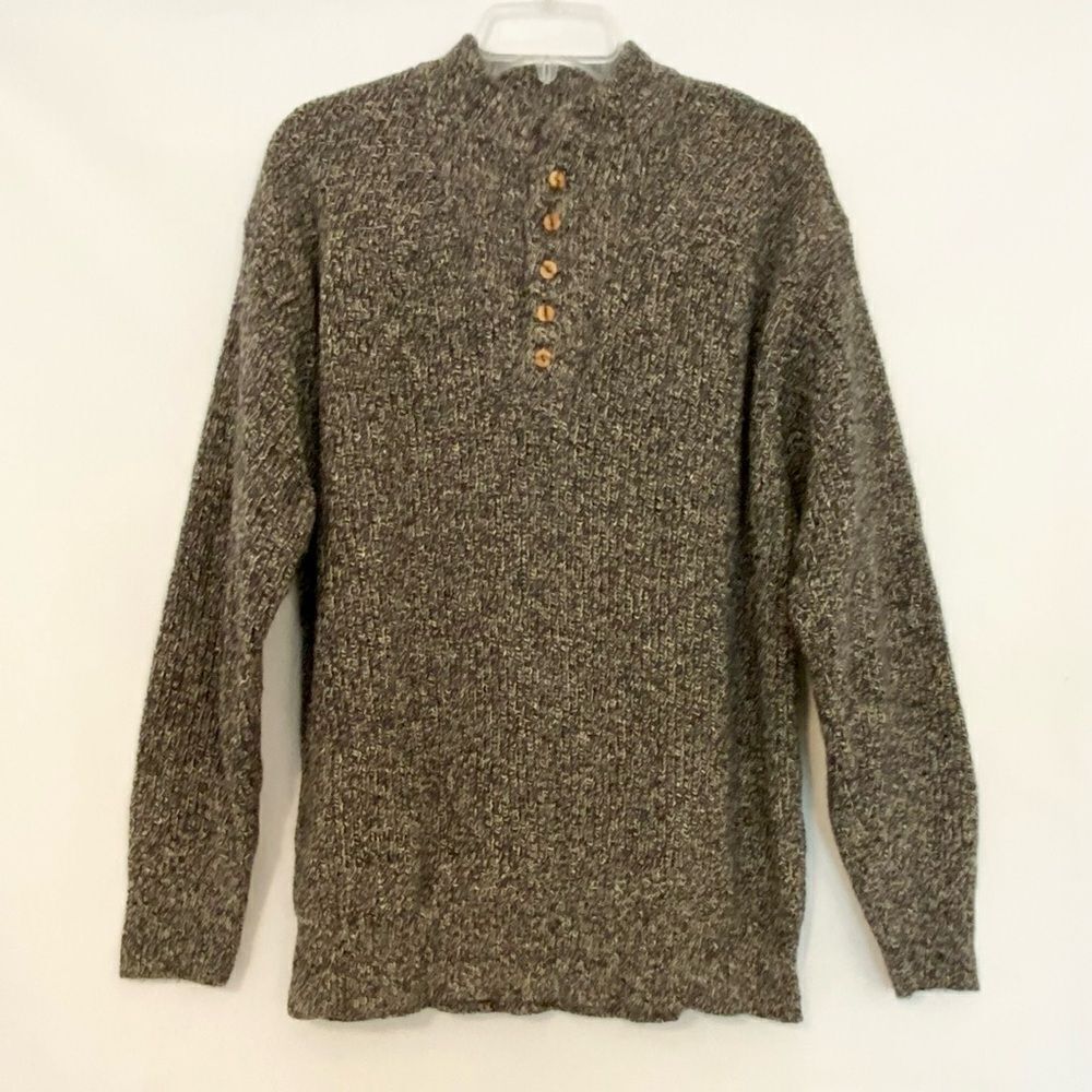 Alps heavy thick knit winter sweater size XL in brown, black, and off-white.